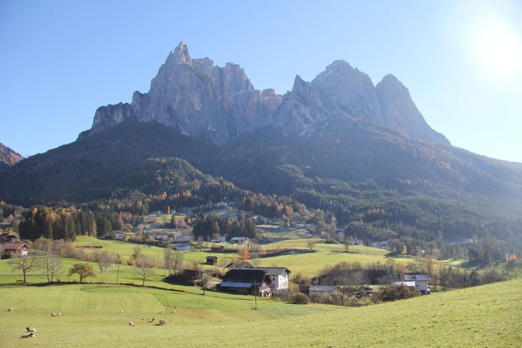 Herbstliche Wiesen bei Seis vor dem Schlern